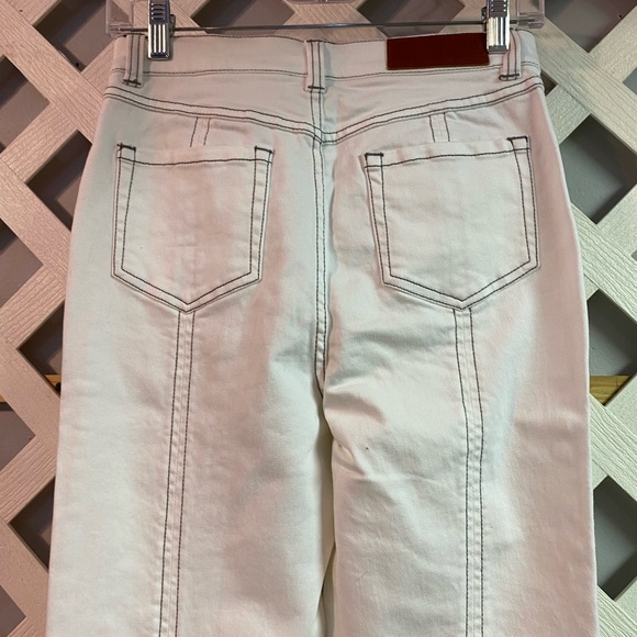 Peace Love World White Wash High Front Slit Jeans Seaming Detail White Wash Sz 0 - Picture 7 of 10